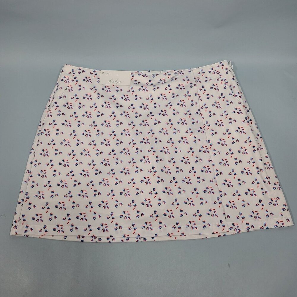 Lady Hagen Americana 17" Wrap Skort Sparklers White Women's Size 14 NWT WGH17439